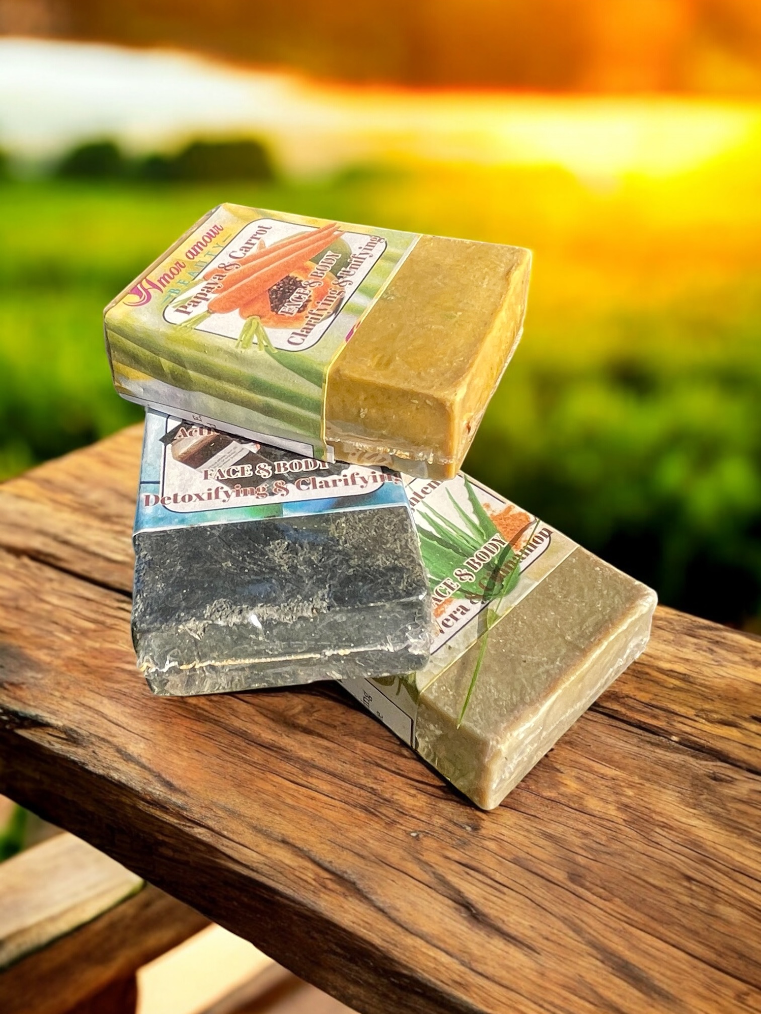 Activated Charcoal, Aloe Vera & Cinnamon, papaya carrot. Soap-3 Park