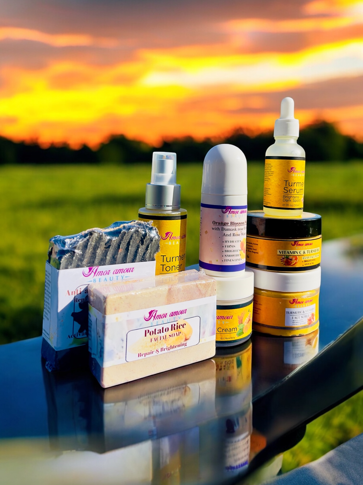 Turmeric Facial Kit, Potato Rice Soap & Foaming Solid Face mask (Activated Charcoal & Clove)