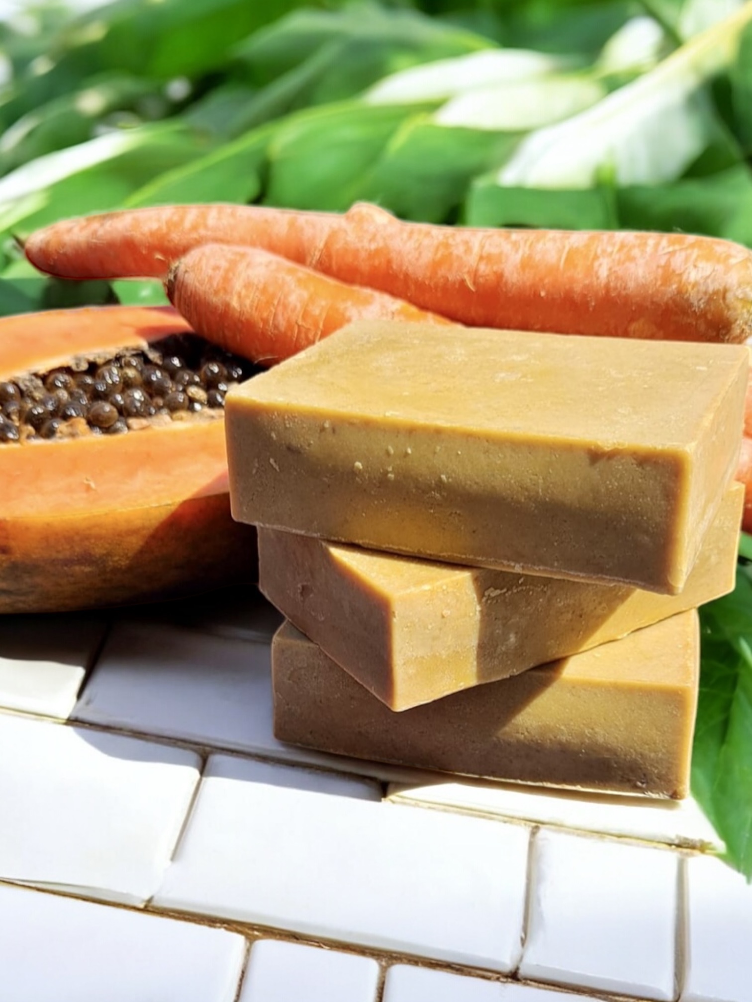 parsley & Cucumber, Tomato & Turmeric, Papaya & Carrot. Soap 3-Pack - Image 4