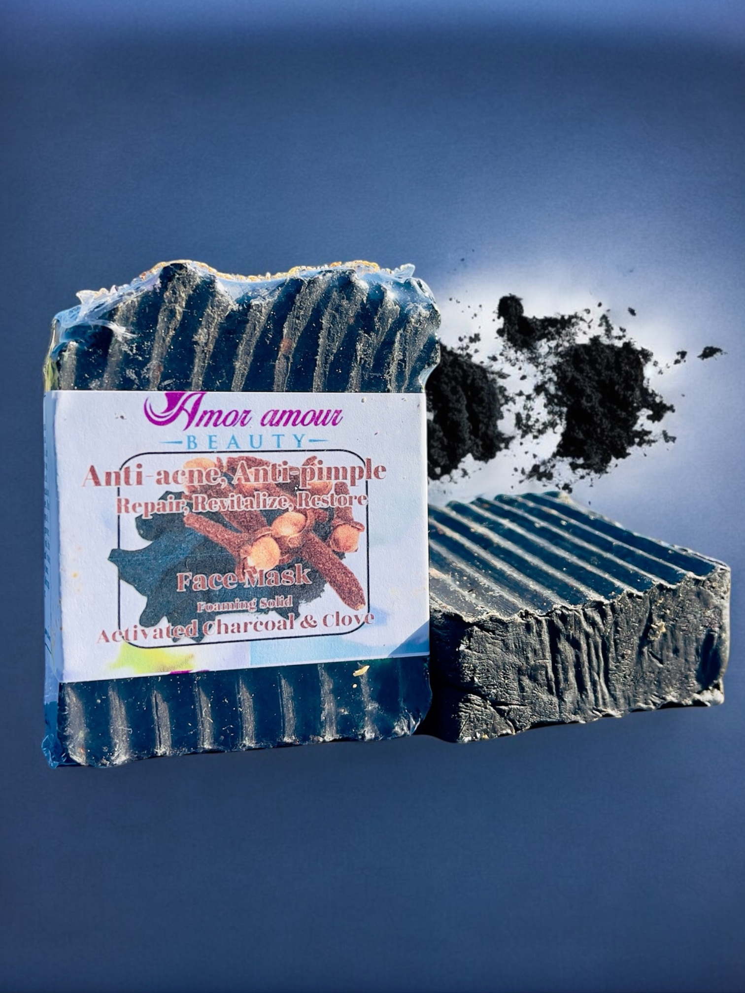 Turmeric Facial Kit, Potato Rice Soap & Foaming Solid Face mask (Activated Charcoal & Clove) - Image 9